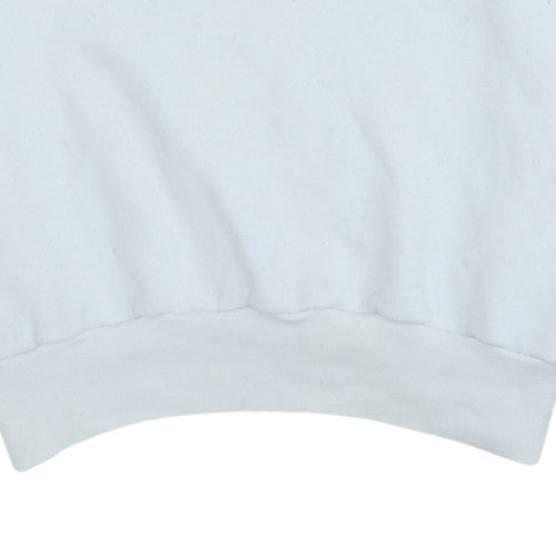 Fila Mens White V-Neck Sweatshirt M Retro 90s Logo Sports Pullover
