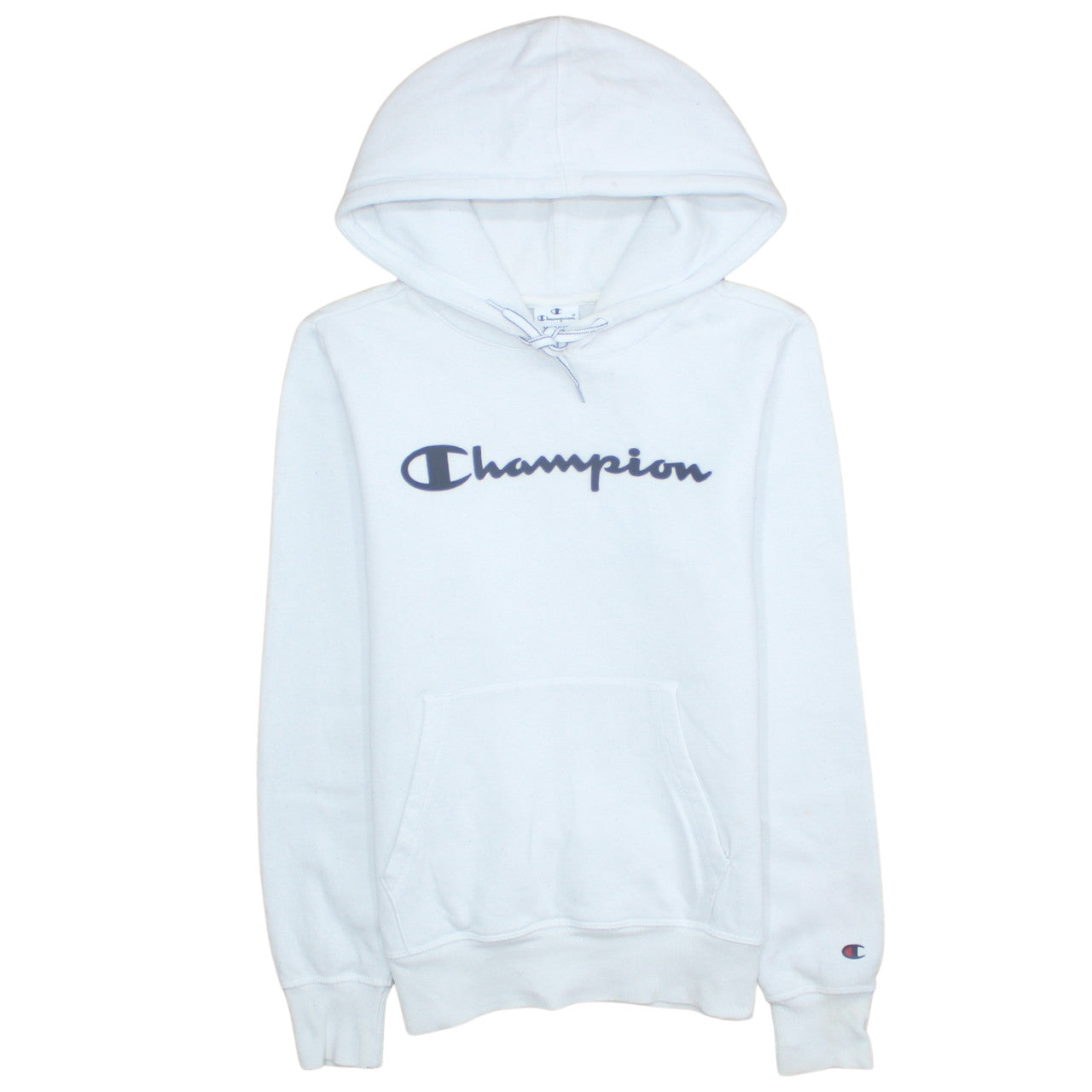 Champion Men's White Pullover Hoodie Medium Fleece Logo Sweatshirt