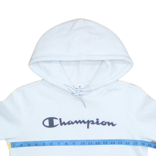 Champion Men's White Pullover Hoodie Medium Fleece Logo Sweatshirt