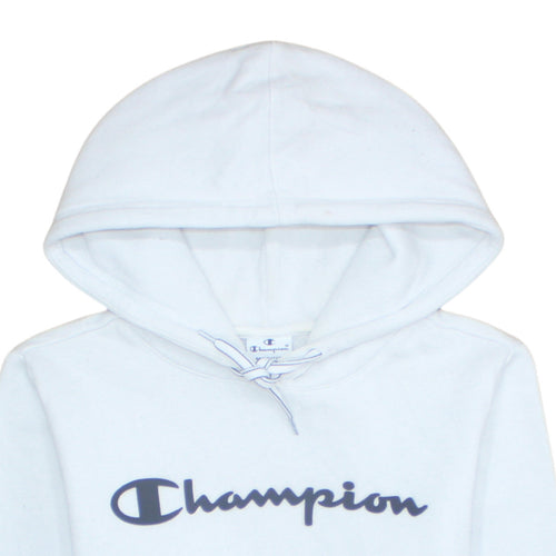 Champion Men's White Pullover Hoodie Medium Fleece Logo Sweatshirt