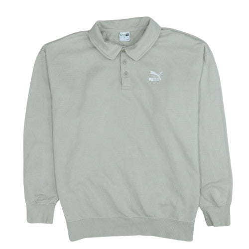 Puma Men's Beige Collared Henley Sweatshirt Size L