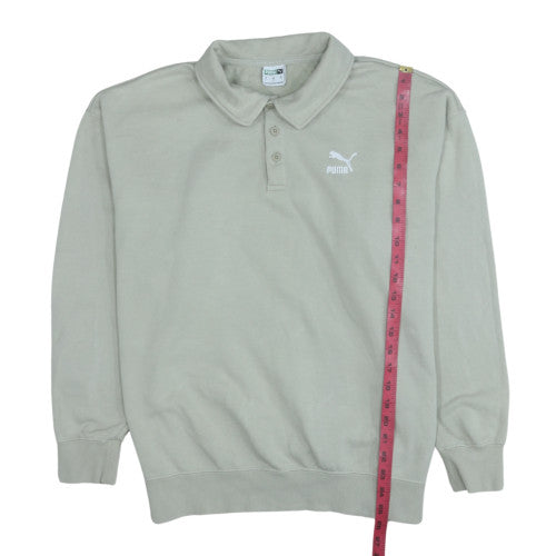 Puma Men's Beige Collared Henley Sweatshirt Size L
