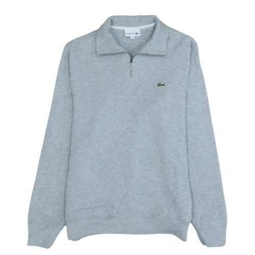 Lacoste Men's Grey L 1/2 Zip Cotton Knit Jumper