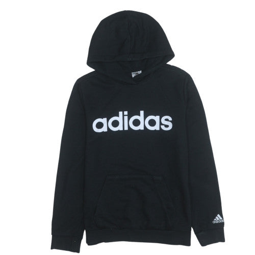 Adidas Women Black Pullover Hoodie L 16-18 Hooded Sweatshirt