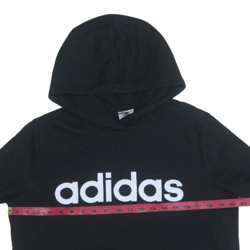 Adidas Women Black Pullover Hoodie L 16-18 Hooded Sweatshirt