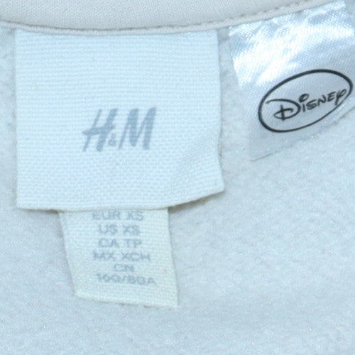 H&M Disney Women's White Mickey Mouse Pullover Hoodie XS