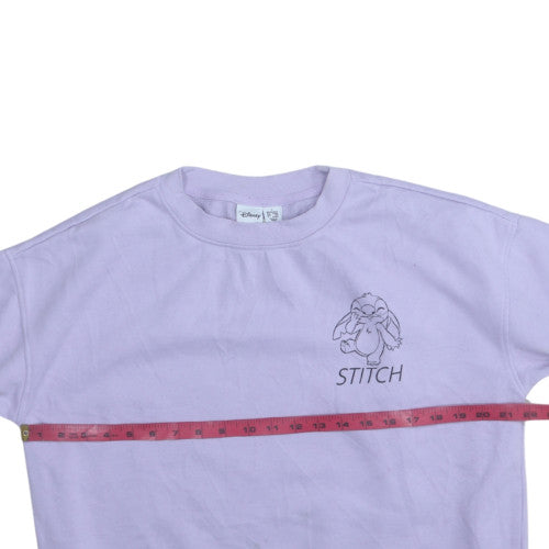 Disney Women Lilac Stitch Crew Neck Sweatshirt Size S 10/12