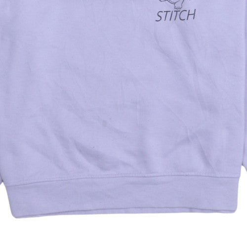 Disney Women Lilac Stitch Crew Neck Sweatshirt Size S 10/12