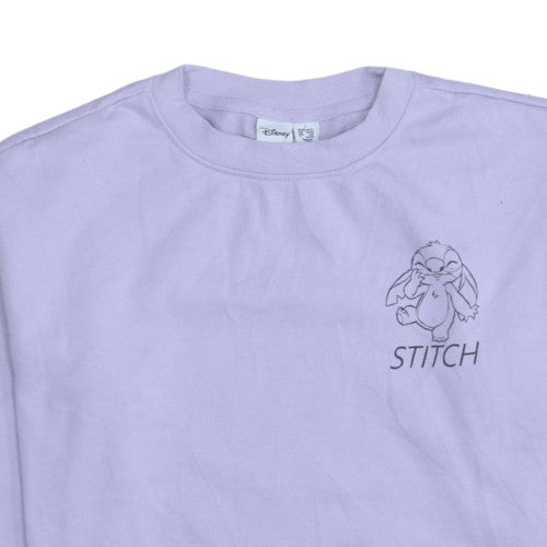 Disney Women Lilac Stitch Crew Neck Sweatshirt Size S 10/12