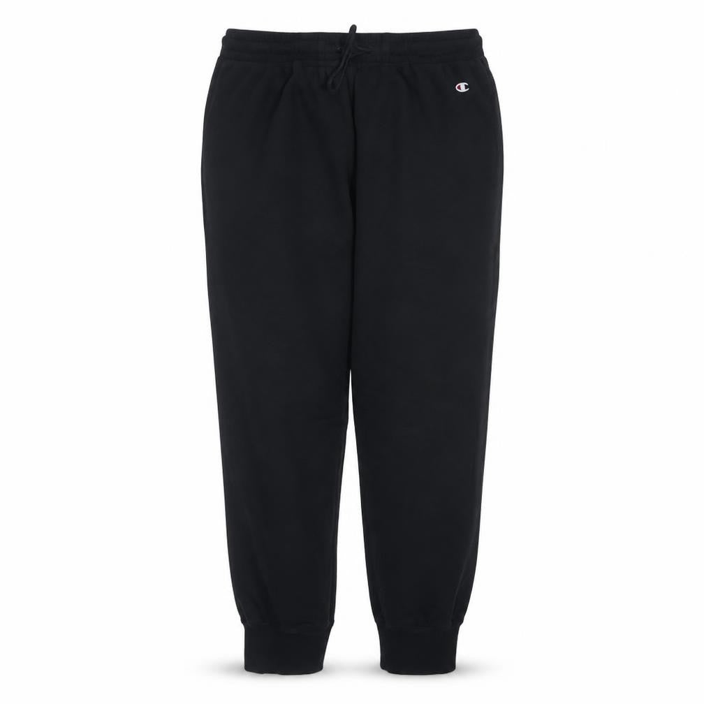 Front view of Champion women’s black l jogger sweatpants cotton blend drawstring