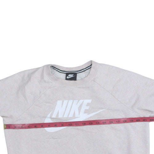 Nike Womens Beige Pullover Sweatshirt Medium Logo Crew Neck