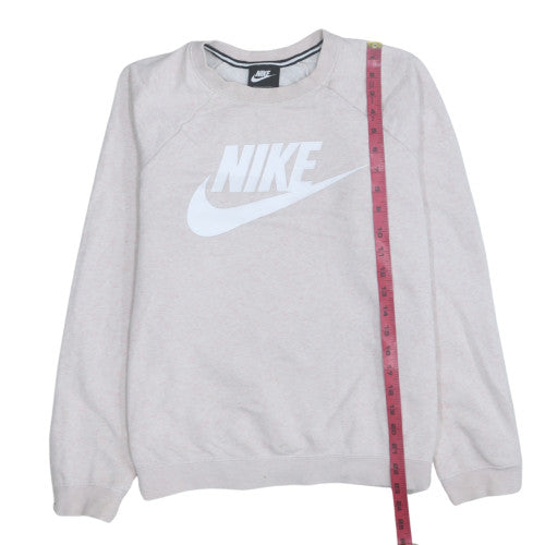 Nike Womens Beige Pullover Sweatshirt Medium Logo Crew Neck