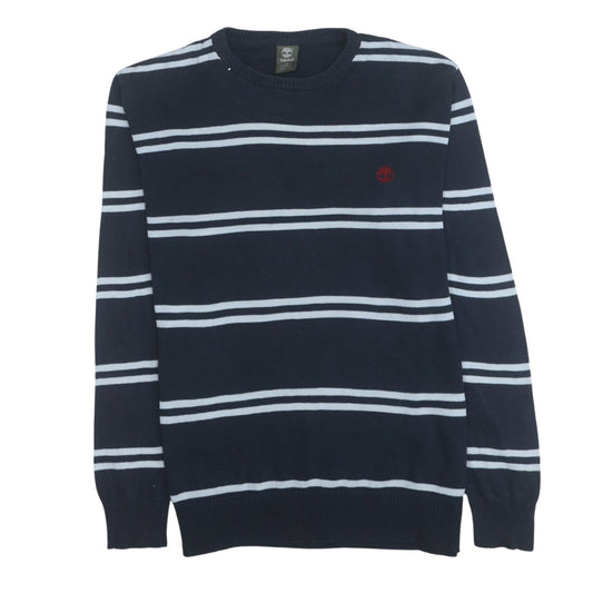 Timberland Men's Blue Striped Cotton Crew Neck Jumper Size L