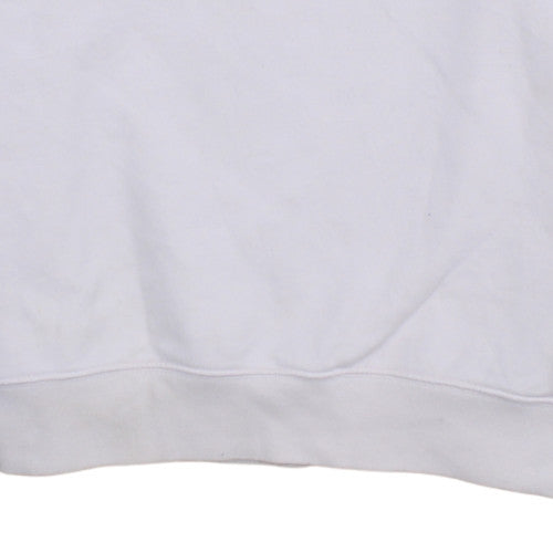 FILA Women White Colourblock Sweatshirt Medium Logo Crew Neck Casual