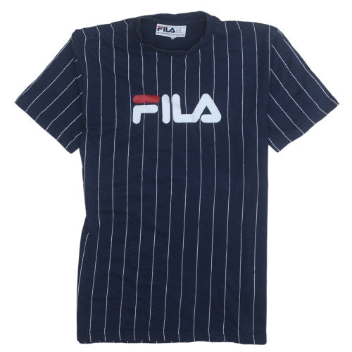 Fila Men's Navy Pinstripe Crew Neck Short Sleeve T-Shirt XS