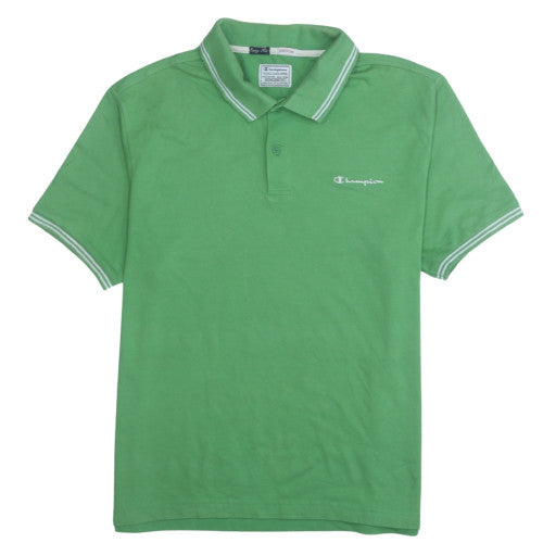 Champion Men's Green Short Sleeve Polo Shirt Medium Cotton