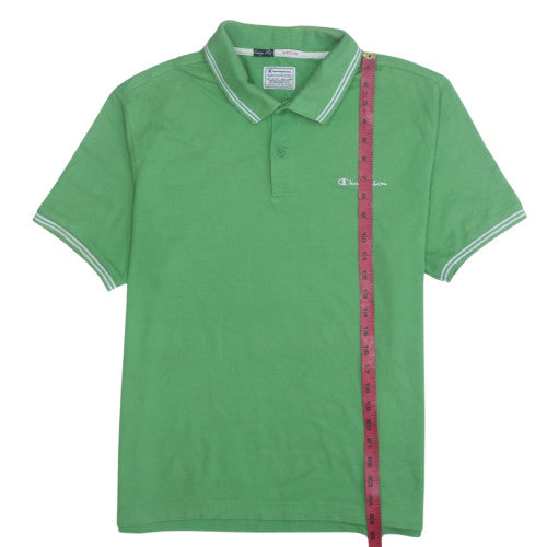 Champion Men's Green Short Sleeve Polo Shirt Medium Cotton