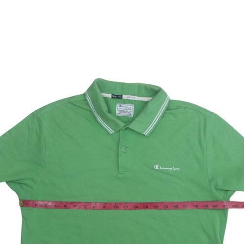 Champion Men's Green Short Sleeve Polo Shirt Medium Cotton