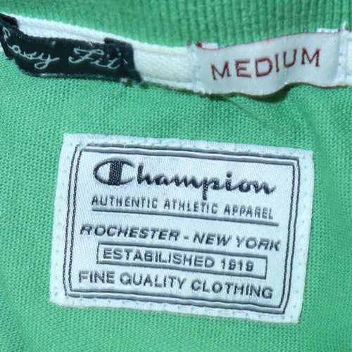 Champion Men's Green Short Sleeve Polo Shirt Medium Cotton