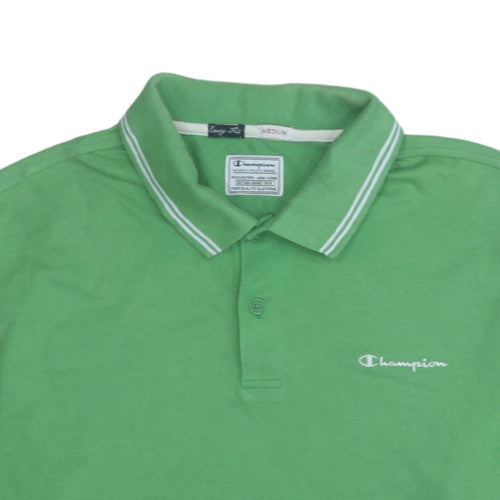 Champion Men's Green Short Sleeve Polo Shirt Medium Cotton