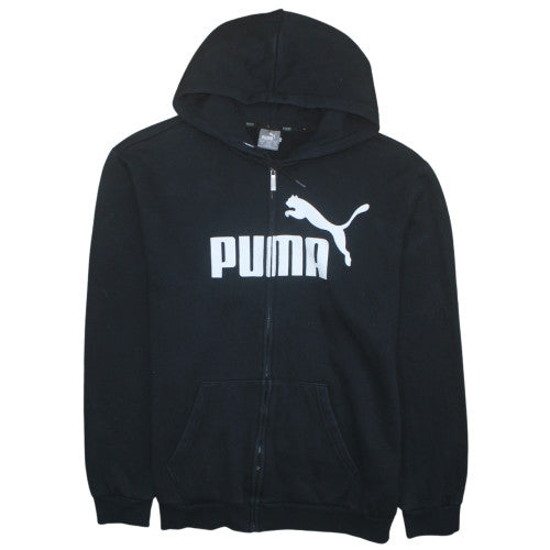 Puma Men's Black Full Zip Hoodie XL Logo Fleece Sweatshirt
