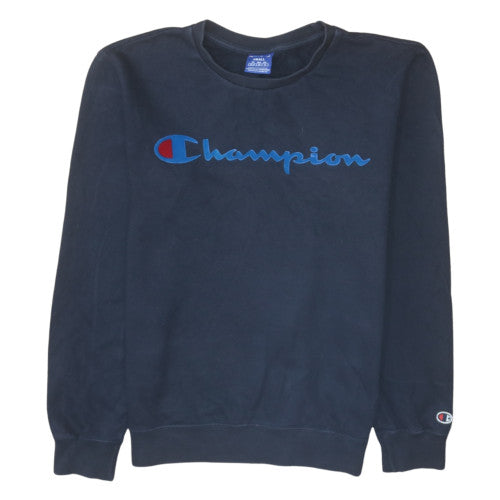 Champion Men's Blue Small Pullover Crew Neck Logo Sweatshirt