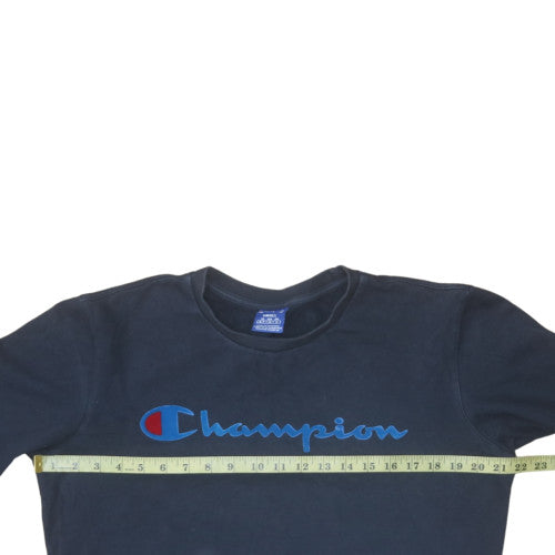 Champion Men's Blue Small Pullover Crew Neck Logo Sweatshirt