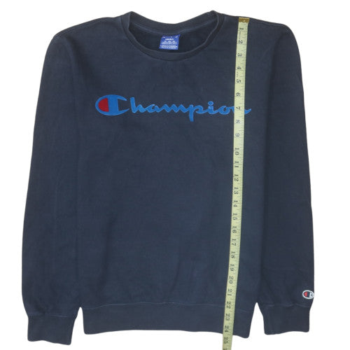 Champion Men's Blue Small Pullover Crew Neck Logo Sweatshirt