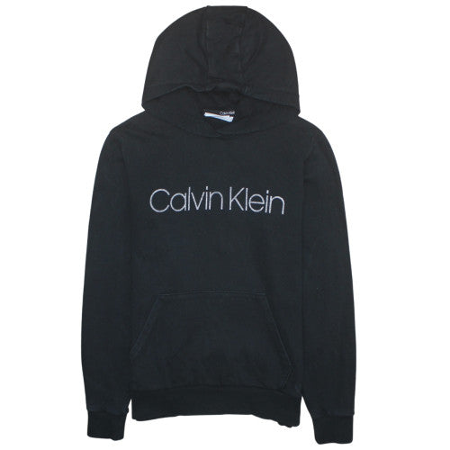 Calvin Klein Men's Black Pullover Logo Hoodie - Size M