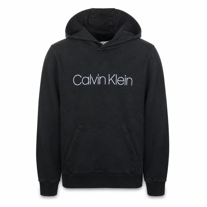 Calvin Klein Men's Black Pullover Logo Hoodie - Size M