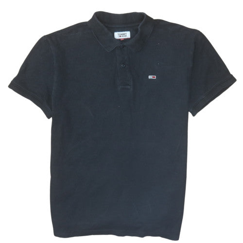 Tommy Jeans Men's Black Cotton Polo Shirt Size L Classic Fit