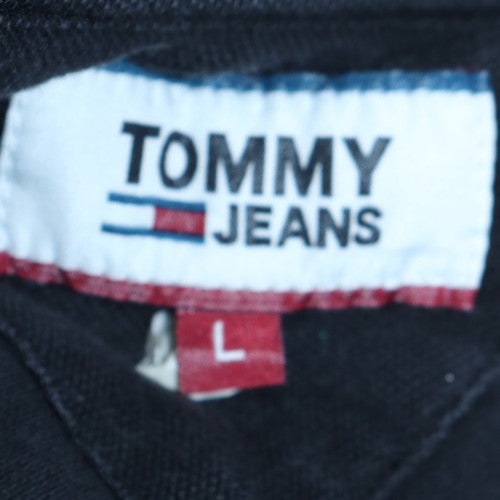Tommy Jeans Men's Black Cotton Polo Shirt Size L Classic Fit
