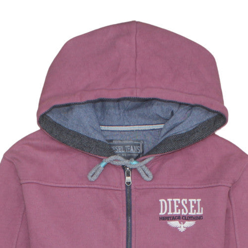 Diesel Mens Purple Full Zip Hoodie M Cotton Blend Fleece