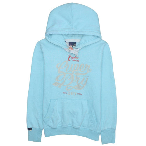 Superdry Womens Blue Pullover Hoodie Size L Osaka Brand Logo Sweatshirt