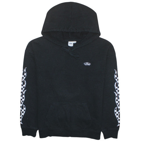 Vans Womens Black Medium Pullover Hoodie with Flame Print Sleeves