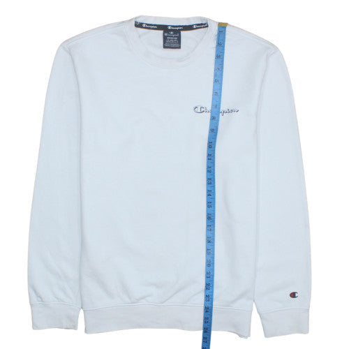 Champion Men's White Medium Pullover Sweatshirt Crew Neck Logo