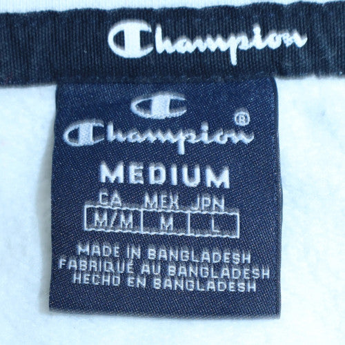 Champion Men's White Medium Pullover Sweatshirt Crew Neck Logo
