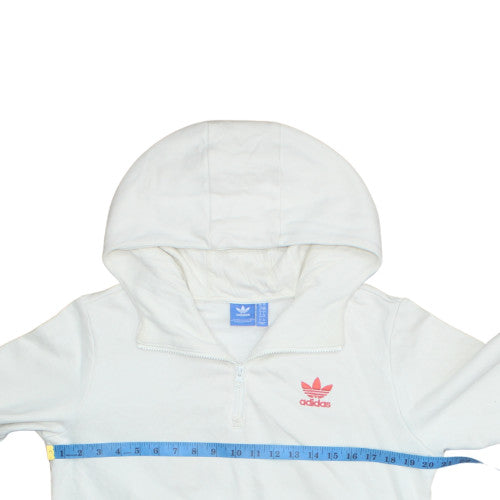 Adidas Women White Red 1/2 Zip Hooded Sweatshirt Size 10