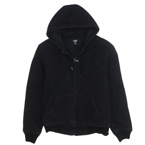 FSBN Men's Black Hooded Bomber Jacket Size M Full Zip Cotton Blend