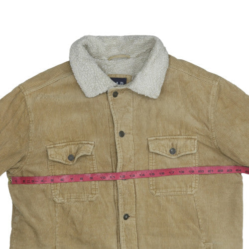 GAP Men Beige Corduroy Sherpa Lined Trucker Jacket Size L