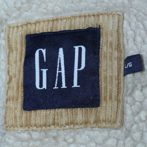 GAP Men Beige Corduroy Sherpa Lined Trucker Jacket Size L