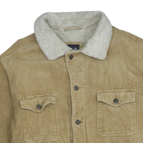GAP Men Beige Corduroy Sherpa Lined Trucker Jacket Size L