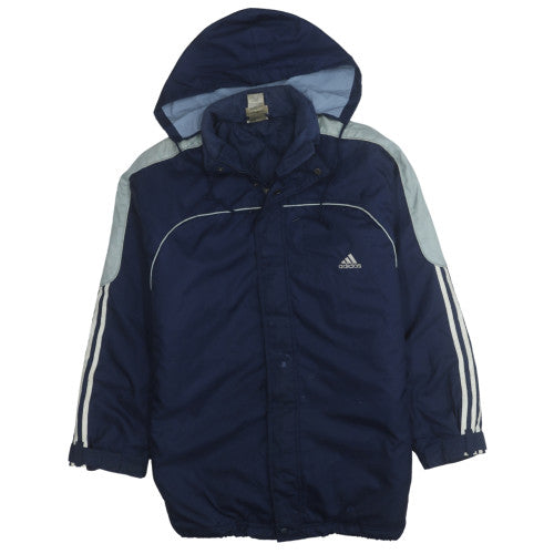 Adidas Men's Blue Hooded Waterproof Parka Jacket Size M