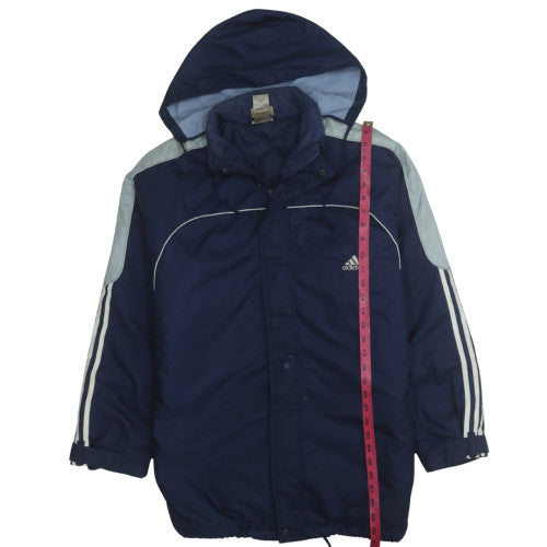 Adidas Men's Blue Hooded Waterproof Parka Jacket Size M