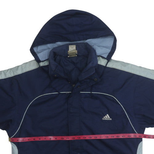 Adidas Men's Blue Hooded Waterproof Parka Jacket Size M
