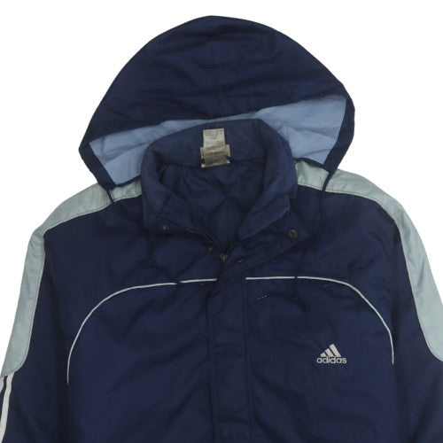 Adidas Men's Blue Hooded Waterproof Parka Jacket Size M