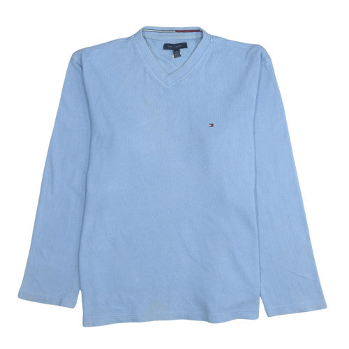 Tommy Hilfiger Men’s Blue V-Neck Cotton Pullover Jumper XL