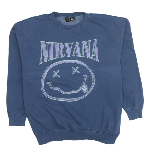 Primark Women Blue Nirvana Crew Neck Pullover Sweatshirt M 12/14