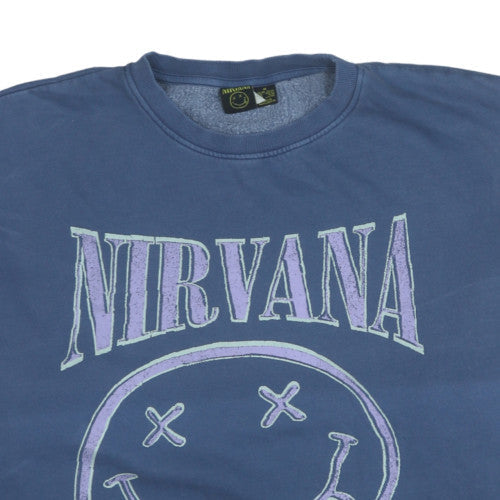 Primark Women Blue Nirvana Crew Neck Pullover Sweatshirt M 12/14