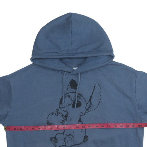 Disney Women Blue Stitch Hoodie Medium UK 12/14 Pullover Cotton Blend